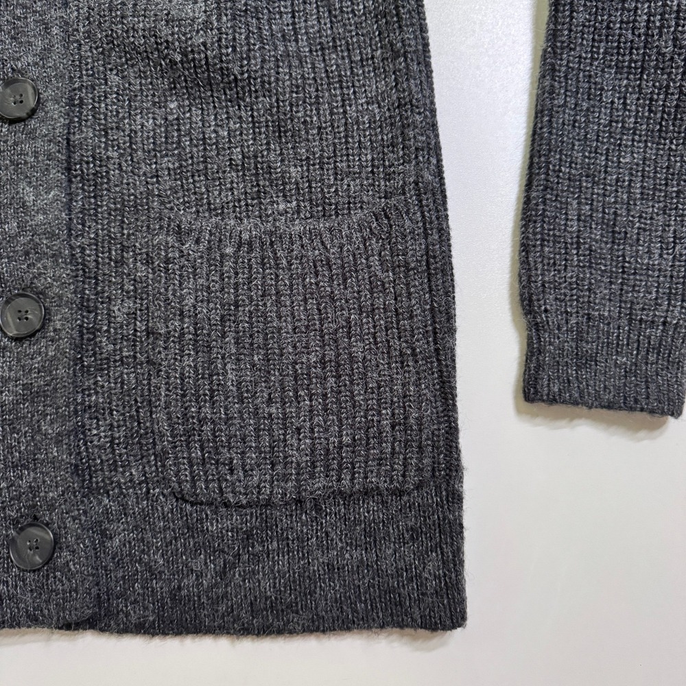 Gap Longline Cardigan XS Charcoal Gray Ribbed Knit Button Up Pockets Wool Mix - Picture 3 of 4